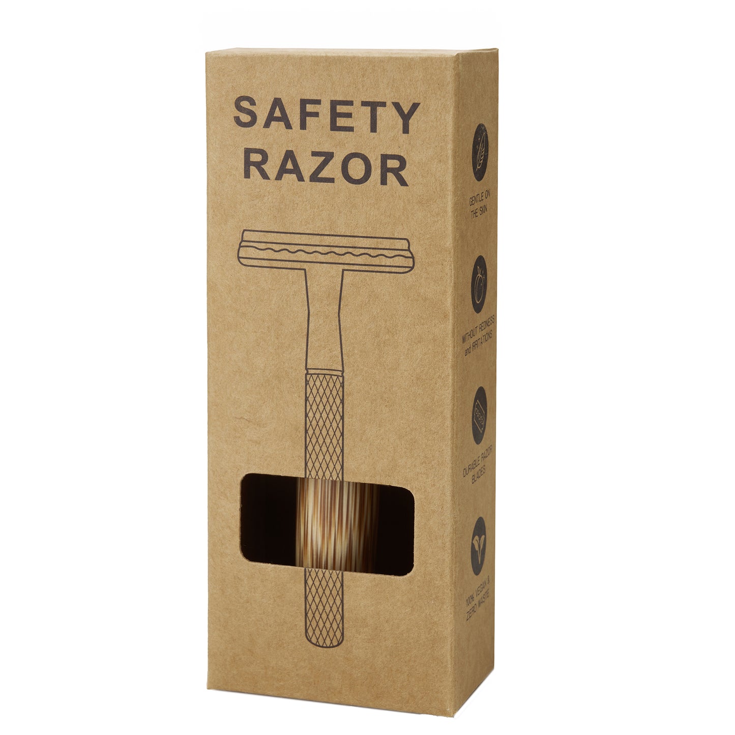 Razor - Black Steel with Bamboo Handle + 5 spare shaving blades