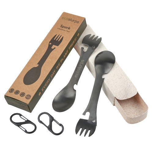 Spork With Carry Clip & Wheat Straw Carry Case - EcoSlurps Store