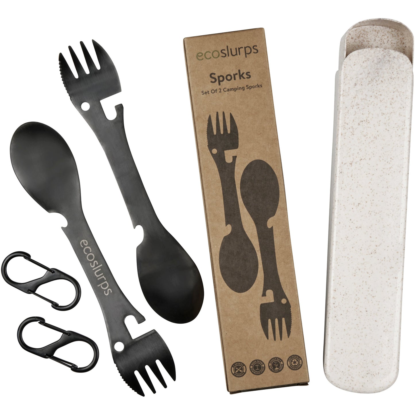 Spork With Carry Clip & Wheat Straw Carry Case - EcoSlurps Store