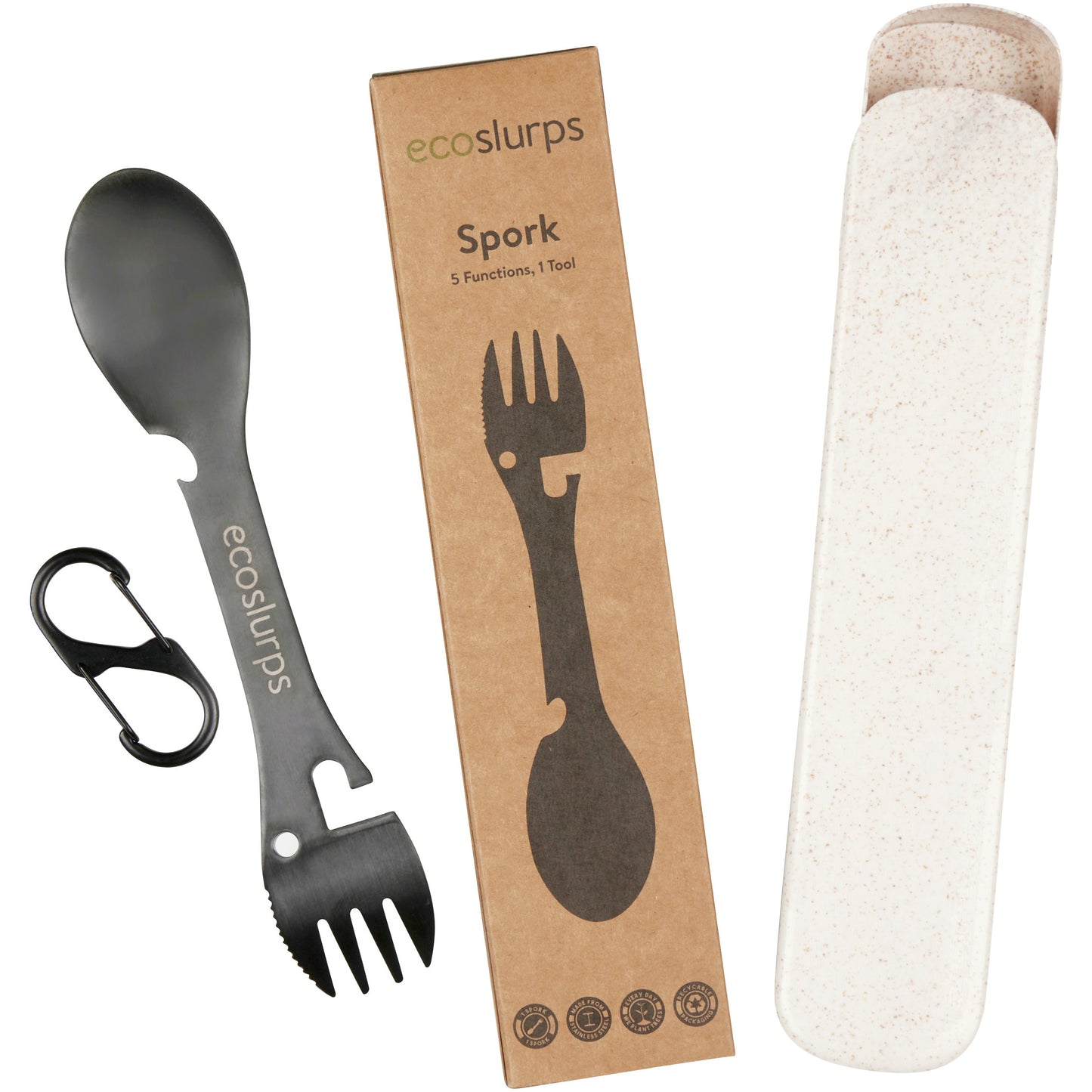 Spork With Carry Clip & Wheat Straw Carry Case - EcoSlurps Store