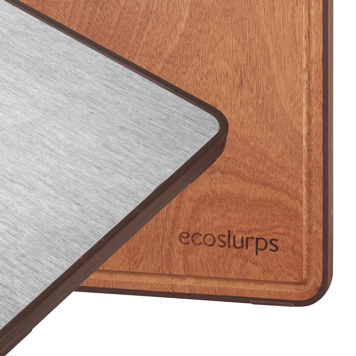 Reversible Stainless Steel & Ebony Wood Chopping Board, Two-Sided Cutting Board Made from Recycled 304 Steel, Dual Cutting Surfaces from EcoSlurps