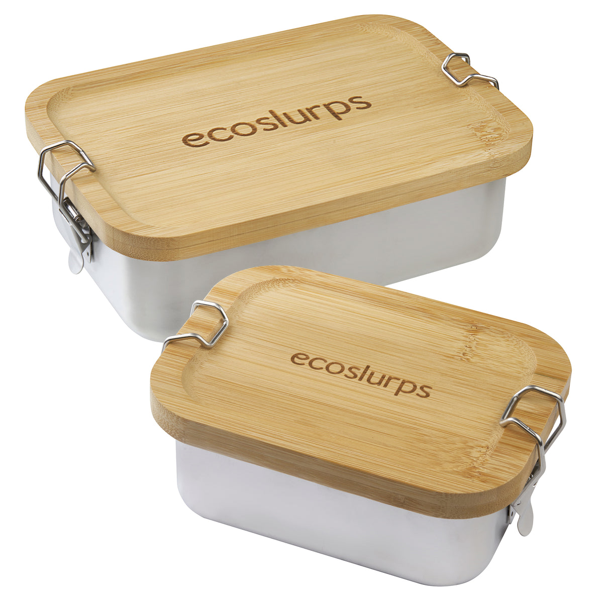 Sandwich Box - Lunchbox Made of recycled steel & bamboo lid with strong side clips