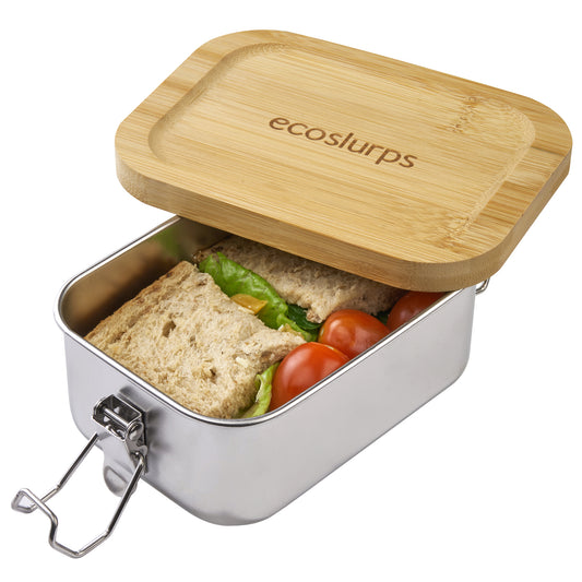 Lunchboxes - Made of recycled steel, bamboo lid with strong side clips