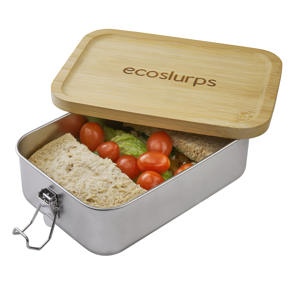 Lunchboxes with leakproof seal! Made of recycled steel, bamboo lid with strong side clips