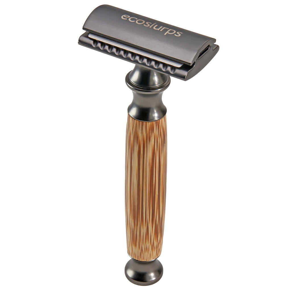 Razor - Black Steel with Bamboo Handle + 5 spare shaving blades