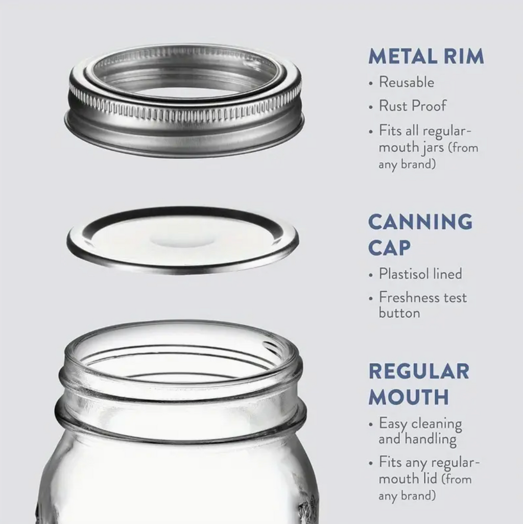 6 Glass Fermentation and Picking Jars (16oz/475ml)