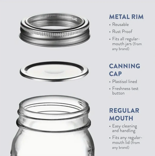 6 Glass Fermentation and Picking Jars (16oz/475ml)