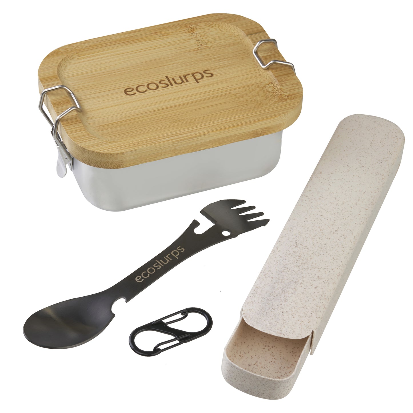 Lunchboxes - Made of recycled steel, bamboo lid with strong side clips