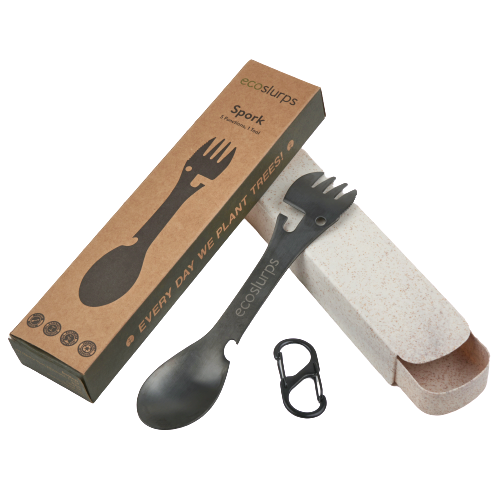 Spork With Carry Clip & Wheat Straw Carry Case - EcoSlurps Store