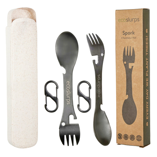 Spork With Carry Clip & Wheat Straw Carry Case - EcoSlurps Store
